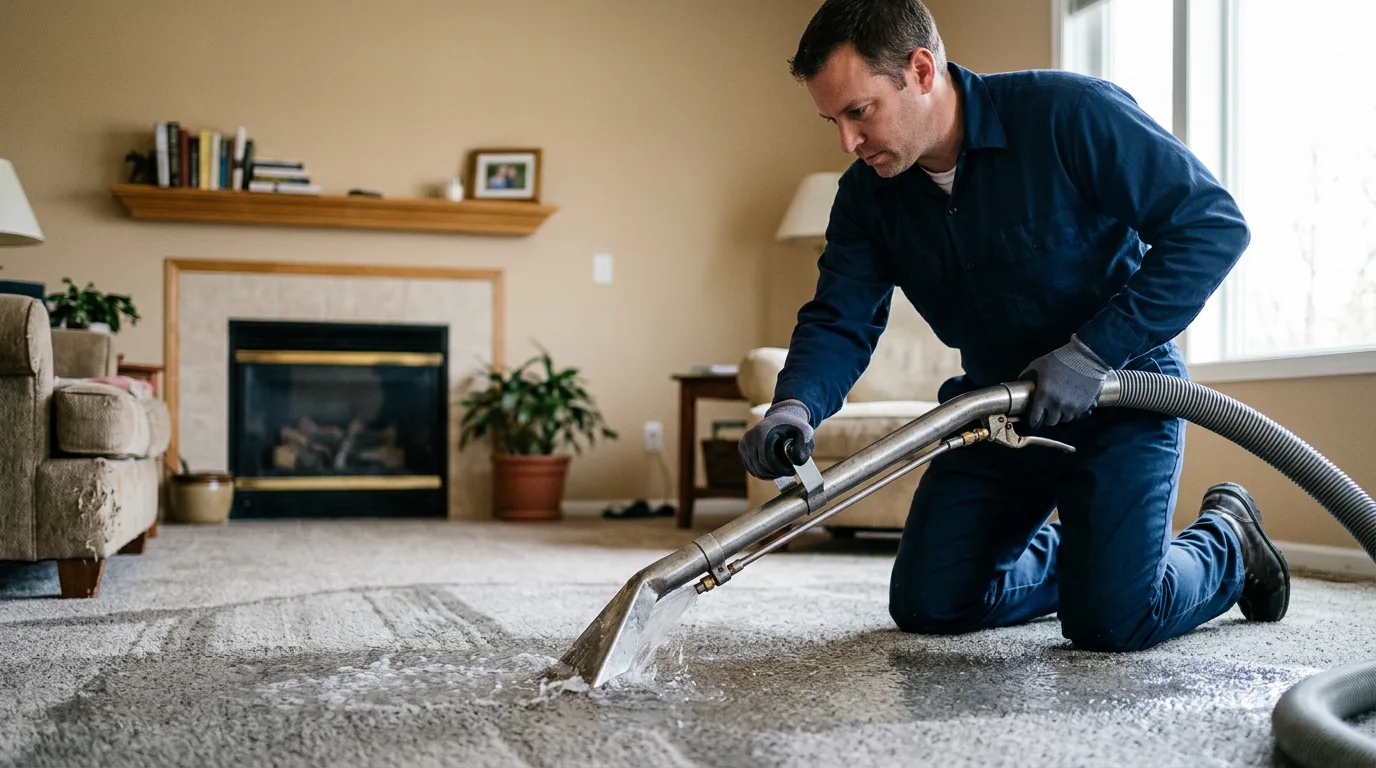 Water damage restoration technician working near Centerville, KS